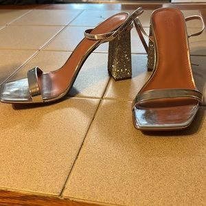 Metallic silver with studded heels high heels